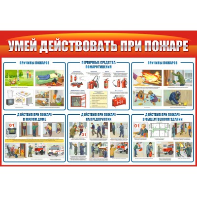 Стенд "Умей действовать при пожаре"